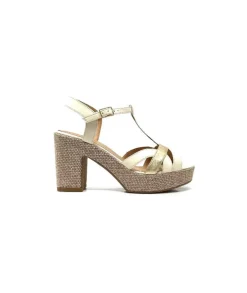 Ivoire0551 Ivoire 2131 Vera Cuir Creme Dore*Femme Plateformes