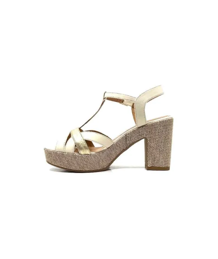 Ivoire0551 Ivoire 2131 Vera Cuir Creme Dore*Femme Plateformes