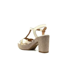 Ivoire0551 Ivoire 2131 Vera Cuir Creme Dore*Femme Plateformes