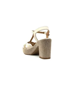 Ivoire0551 Ivoire 2131 Vera Cuir Creme Dore*Femme Plateformes