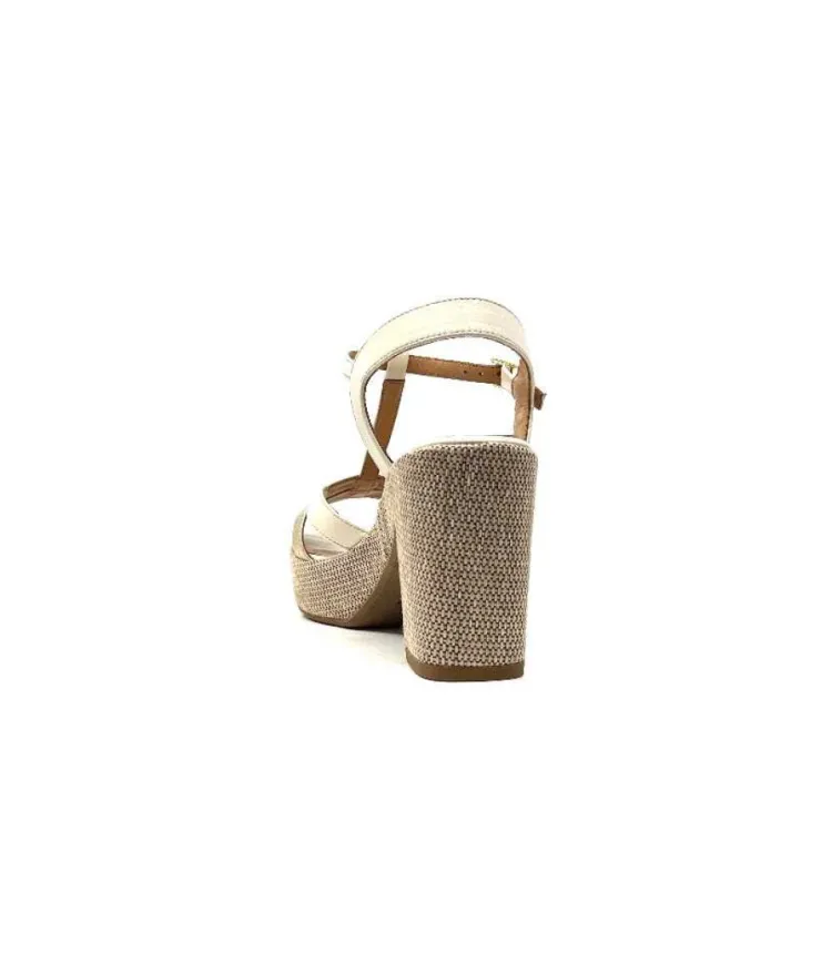 Ivoire0551 Ivoire 2131 Vera Cuir Creme Dore*Femme Plateformes