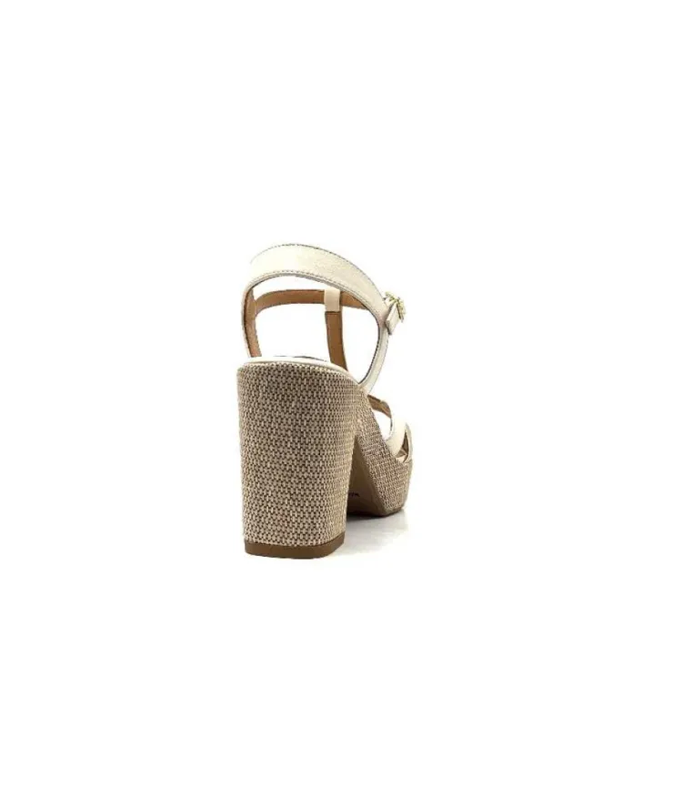 Ivoire0551 Ivoire 2131 Vera Cuir Creme Dore*Femme Plateformes
