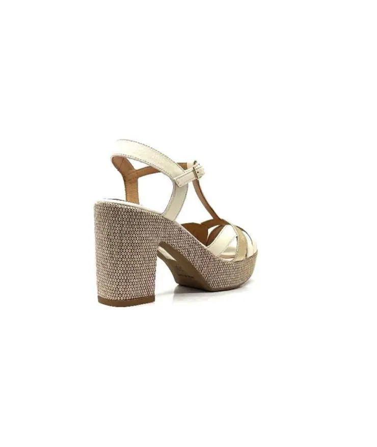 Ivoire0551 Ivoire 2131 Vera Cuir Creme Dore*Femme Plateformes