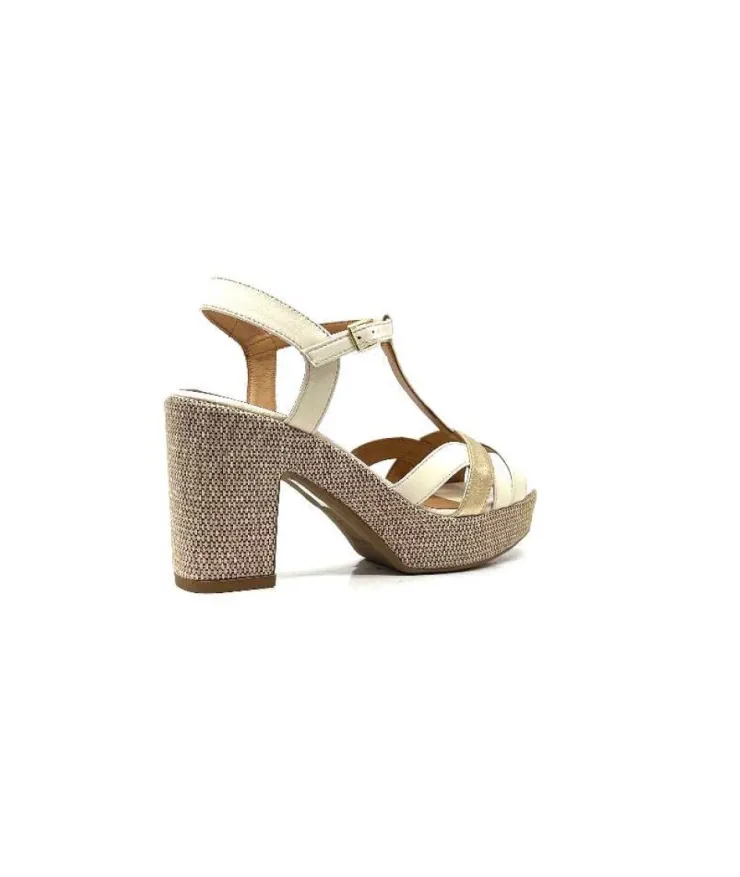 Ivoire0551 Ivoire 2131 Vera Cuir Creme Dore*Femme Plateformes