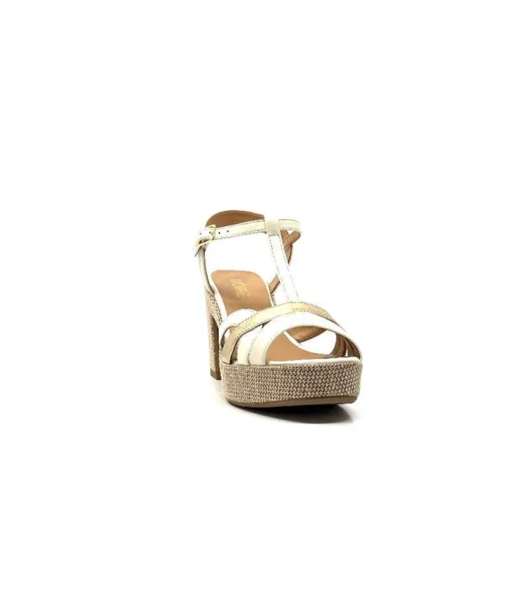 Ivoire0551 Ivoire 2131 Vera Cuir Creme Dore*Femme Plateformes