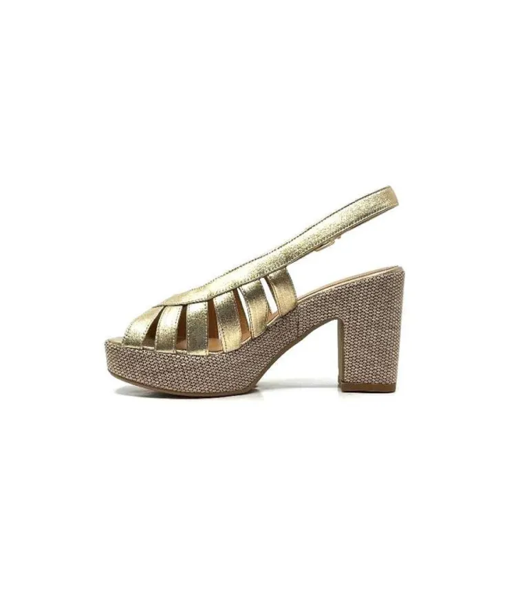 Ivoire0551 Ivoire 2166 Vera Cuir Dore*Femme Plateformes