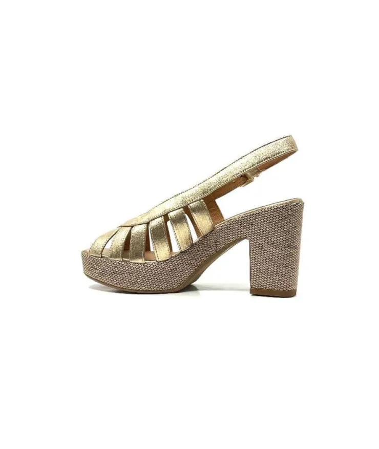Ivoire0551 Ivoire 2166 Vera Cuir Dore*Femme Plateformes