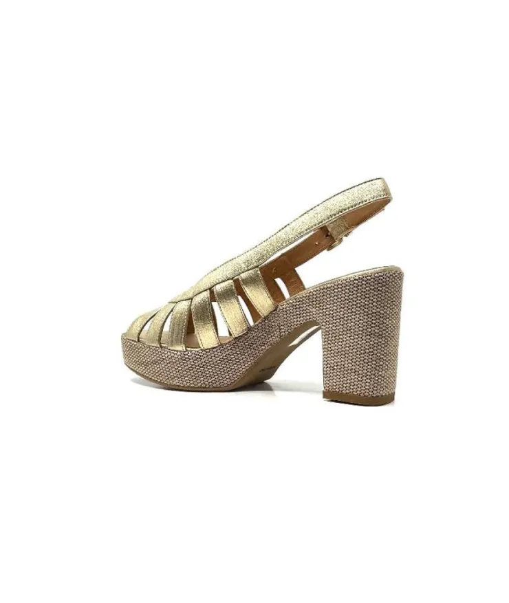 Ivoire0551 Ivoire 2166 Vera Cuir Dore*Femme Plateformes