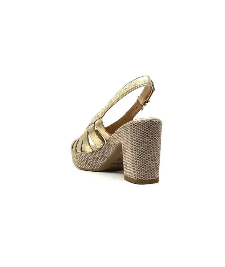 Ivoire0551 Ivoire 2166 Vera Cuir Dore*Femme Plateformes