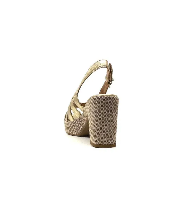 Ivoire0551 Ivoire 2166 Vera Cuir Dore*Femme Plateformes