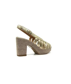 Ivoire0551 Ivoire 2166 Vera Cuir Dore*Femme Plateformes