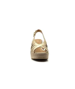 Ivoire0551 Ivoire 2166 Vera Cuir Dore*Femme Plateformes