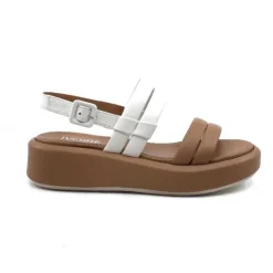 Ivoire0551 Ivoire 2056 Yara Cuir Marron & Blanc*Femme Plateformes
