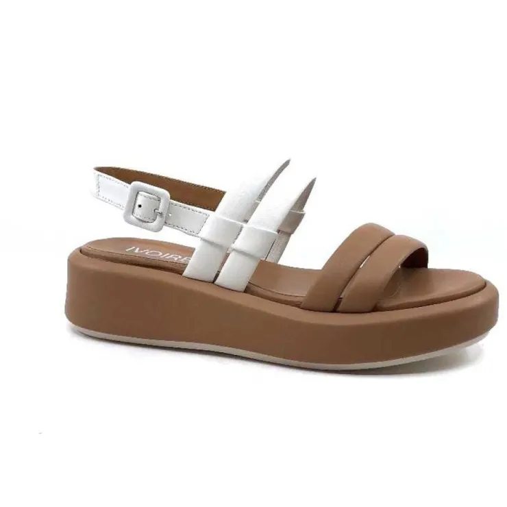Ivoire0551 Ivoire 2056 Yara Cuir Marron & Blanc*Femme Plateformes