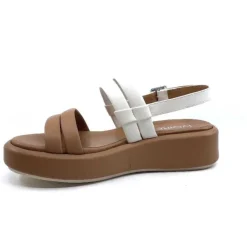 Ivoire0551 Ivoire 2056 Yara Cuir Marron & Blanc*Femme Plateformes