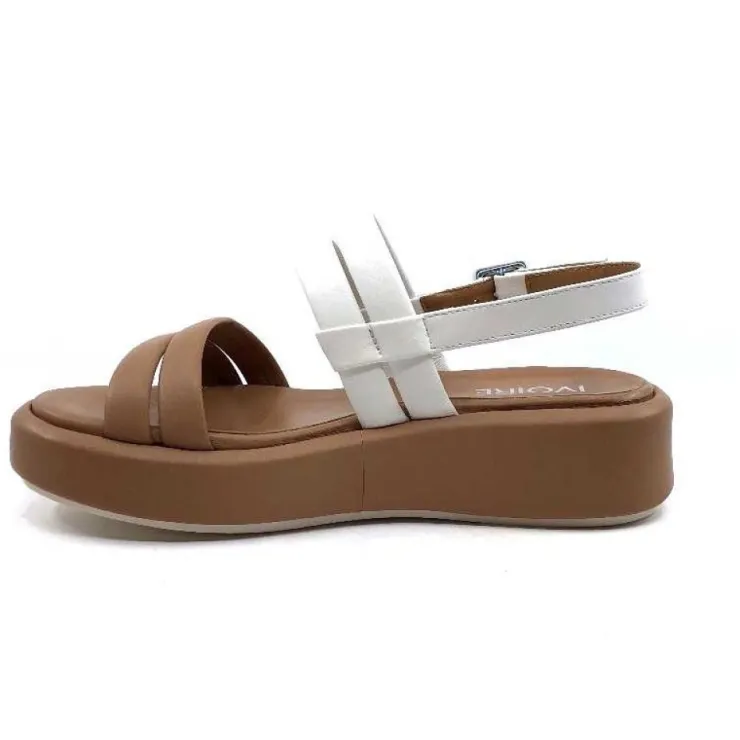 Ivoire0551 Ivoire 2056 Yara Cuir Marron & Blanc*Femme Plateformes