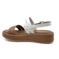 Ivoire0551 Ivoire 2056 Yara Cuir Marron & Blanc*Femme Plateformes
