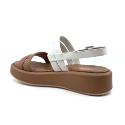 Ivoire0551 Ivoire 2056 Yara Cuir Marron & Blanc*Femme Plateformes