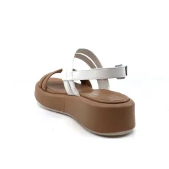Ivoire0551 Ivoire 2056 Yara Cuir Marron & Blanc*Femme Plateformes