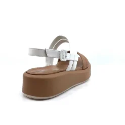 Ivoire0551 Ivoire 2056 Yara Cuir Marron & Blanc*Femme Plateformes