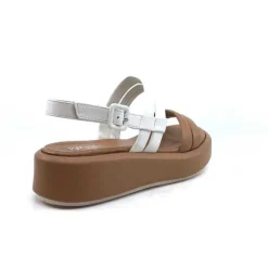 Ivoire0551 Ivoire 2056 Yara Cuir Marron & Blanc*Femme Plateformes