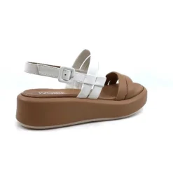 Ivoire0551 Ivoire 2056 Yara Cuir Marron & Blanc*Femme Plateformes