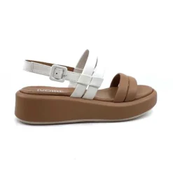 Ivoire0551 Ivoire 2056 Yara Cuir Marron & Blanc*Femme Plateformes