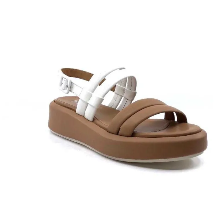 Ivoire0551 Ivoire 2056 Yara Cuir Marron & Blanc*Femme Plateformes