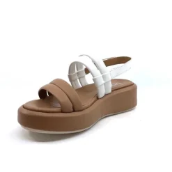 Ivoire0551 Ivoire 2056 Yara Cuir Marron & Blanc*Femme Plateformes