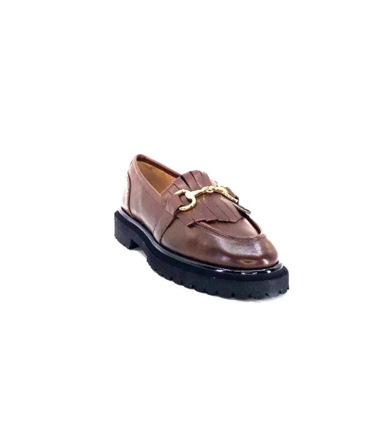 Ivoire0532 Ivoire A231 Cuir Marron*Femme Mocassins