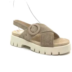 Ivoire0104a Ivoire A49032 Cuir Taupe*Femme Plateformes