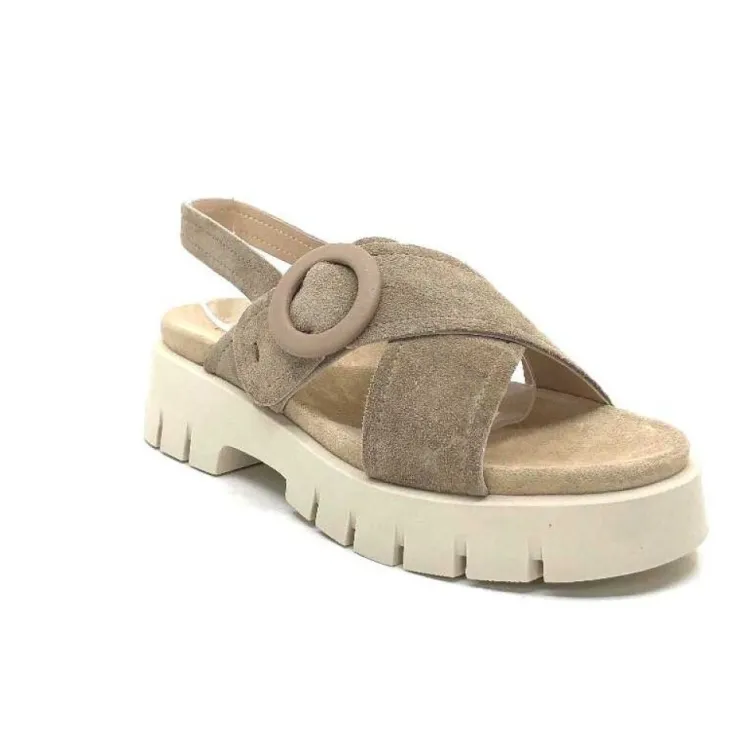Ivoire0104a Ivoire A49032 Cuir Taupe*Femme Plateformes