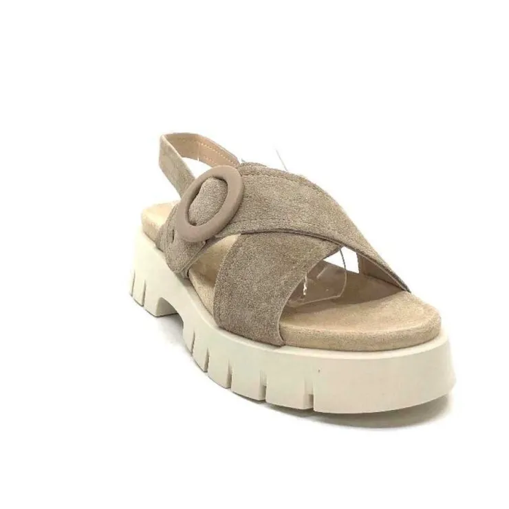 Ivoire0104a Ivoire A49032 Cuir Taupe*Femme Plateformes