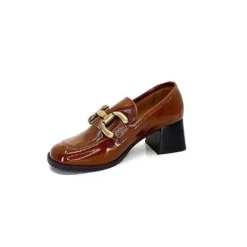 We Do Ivoire 11301A Cuir Vernis Marron*Femme Mocassins