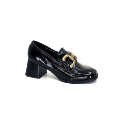 We Do Ivoire 11301A Cuir Vernis Noir*Femme Mocassins