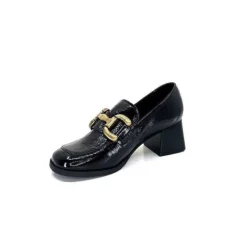 We Do Ivoire 11301A Cuir Vernis Noir*Femme Mocassins
