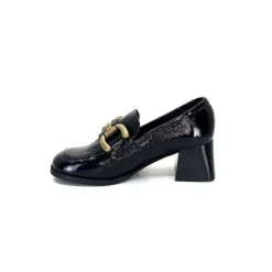 We Do Ivoire 11301A Cuir Vernis Noir*Femme Mocassins