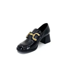 We Do Ivoire 11301A Cuir Vernis Noir*Femme Mocassins