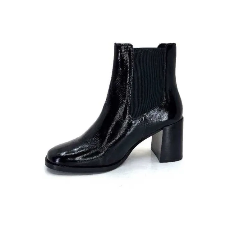 We Do Ivoire 99647A Cuir Vernis Noir*Femme Bottines