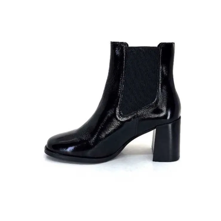 We Do Ivoire 99647A Cuir Vernis Noir*Femme Bottines