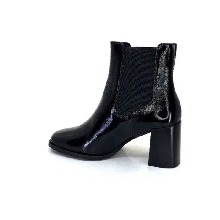 We Do Ivoire 99647A Cuir Vernis Noir*Femme Bottines