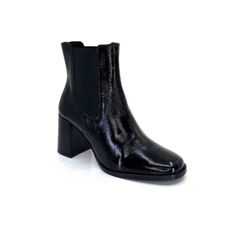 We Do Ivoire 99647A Cuir Vernis Noir*Femme Bottines