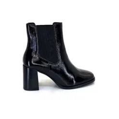 We Do Ivoire 99647A Cuir Vernis Noir*Femme Bottines