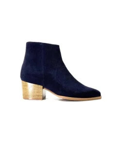 Ivoire0104a Ivoire A45151 Daim Bleu Marine*Femme Bottines Eté