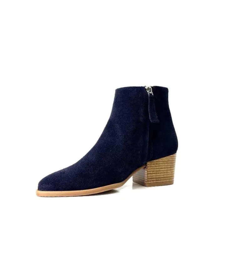 Ivoire0104a Ivoire A45151 Daim Bleu Marine*Femme Bottines Eté