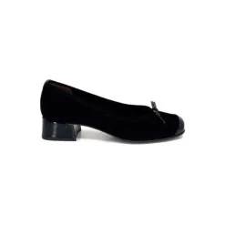 Ivoire0036a Ivoire Amarre Daim Noir*Femme Ballerines