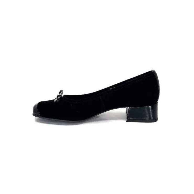 Ivoire0036a Ivoire Amarre Daim Noir*Femme Ballerines