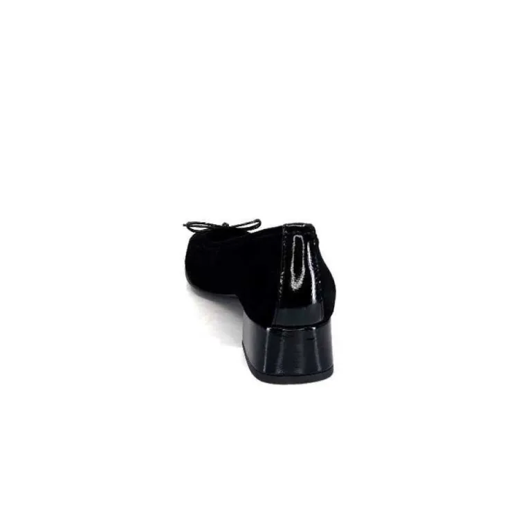 Ivoire0036a Ivoire Amarre Daim Noir*Femme Ballerines