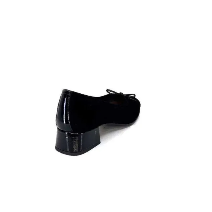 Ivoire0036a Ivoire Amarre Daim Noir*Femme Ballerines