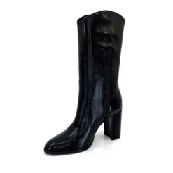 Ivoire0341a Ivoire Ar 144 Cuir Noir*Femme Mi-Bottes